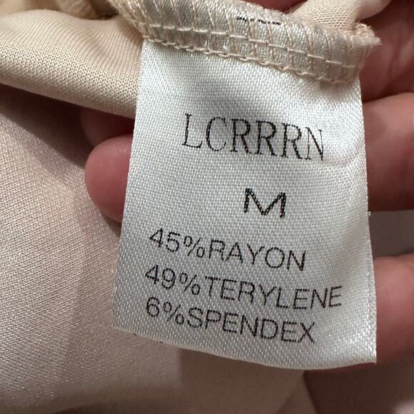 LCRRRN Women's High Waist Wide Leg Pants Joggers Light Taupe Cream Pockets, M - Picture 3 of 8